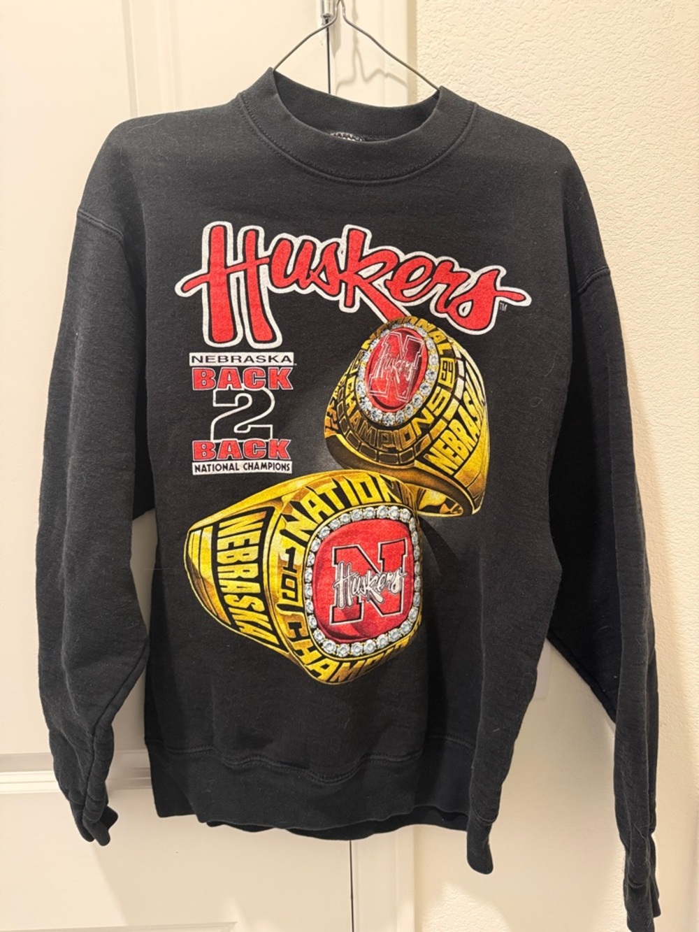 Nebraska Huskers Black Graphic Crewneck Sweatshirt